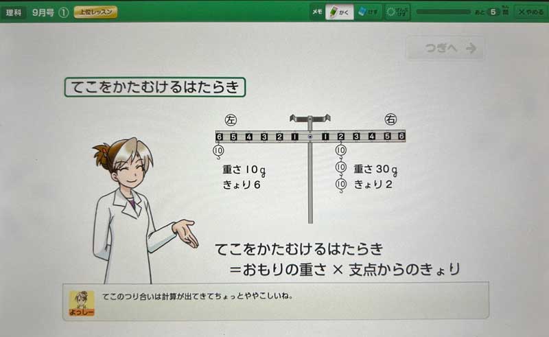 チャレンジタッチ６年生　理科　上位レッスン２