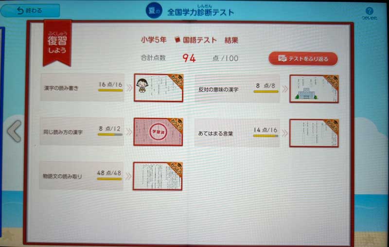 スマイルゼミ学力診断テスト　国語